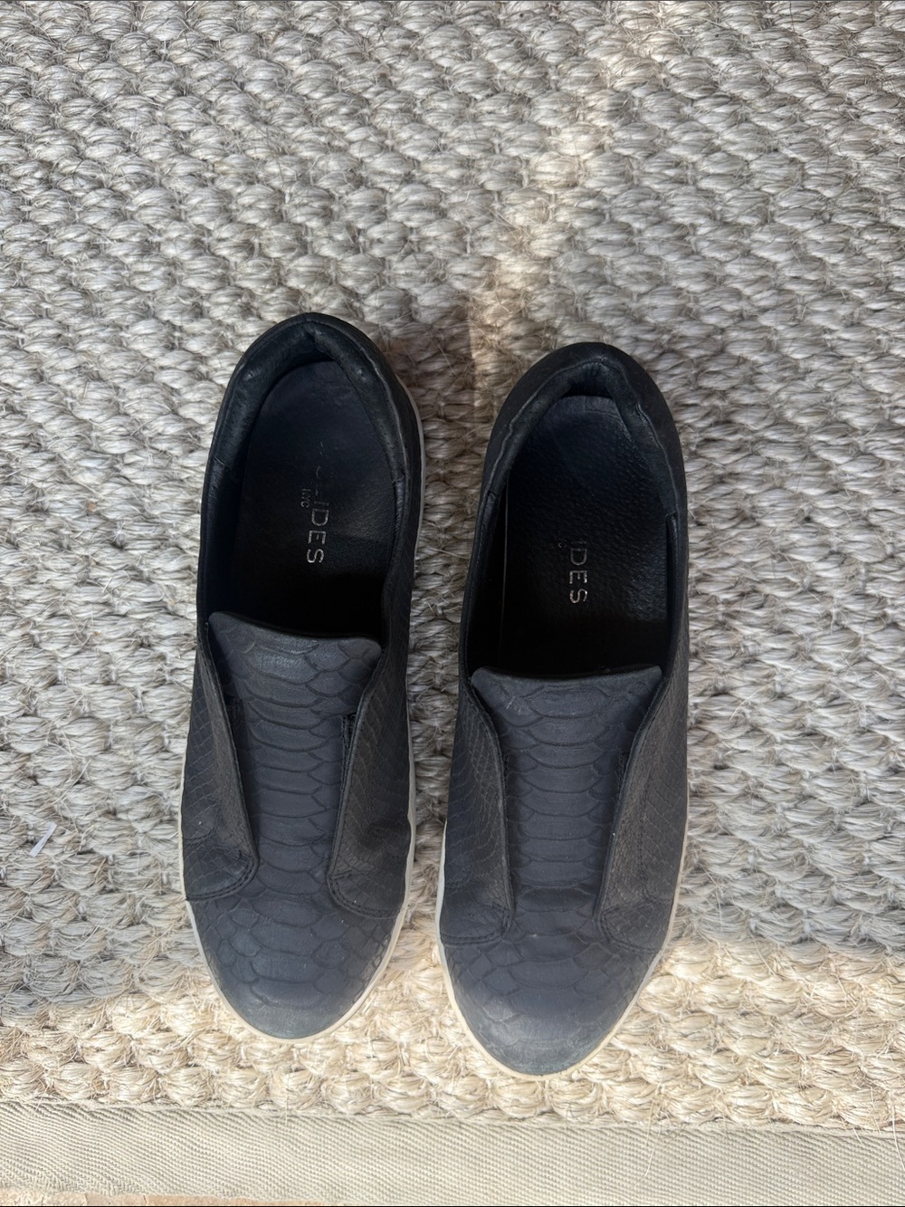 Black Slip-On Sneakers with Textured Upper
